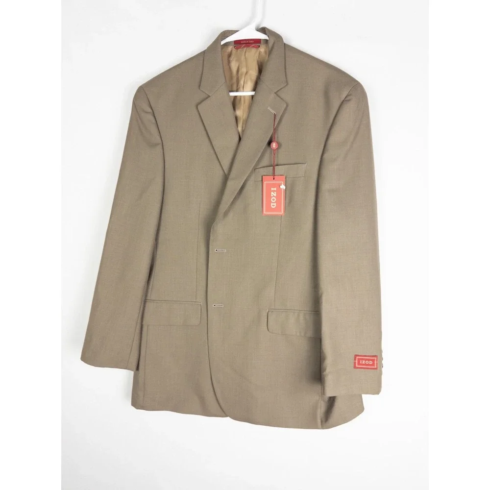 NWT IZOD Blazer Mens 42R Brown Preppy‎ Classic Single Breasted Suit Jacket